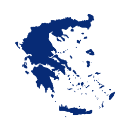 A simple map showing the shape of Greece