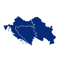 A simple map showing the shape of The Balkans