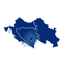 A simple map showing the shape of Bosnia
